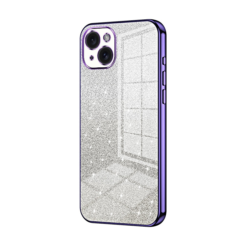 iPhone 15 Plus Glitter Powder Electroplated Gradient Phone Case – Fashionable & Luxurious with Anti-Fingerprint Coating, Shock-Absorption, and Lens Protection