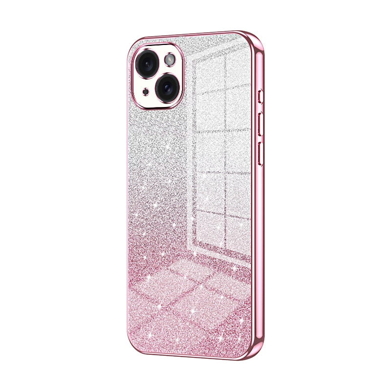 iPhone 15 Plus Glitter Powder Electroplated Gradient Phone Case – Fashionable & Luxurious with Anti-Fingerprint Coating, Shock-Absorption, and Lens Protection