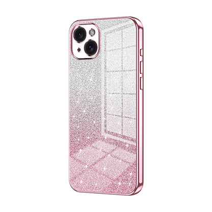 iPhone 15 Plus Glitter Powder Electroplated Gradient Phone Case – Fashionable & Luxurious with Anti-Fingerprint Coating, Shock-Absorption, and Lens Protection