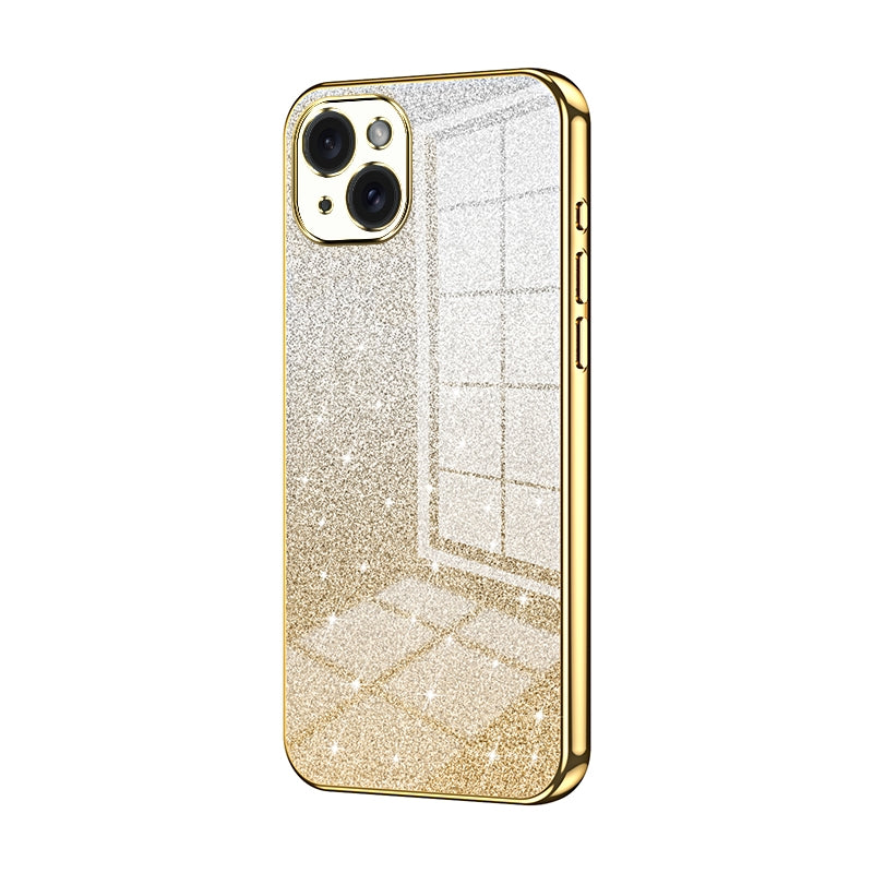 iPhone 15 Plus Glitter Powder Electroplated Gradient Phone Case – Fashionable & Luxurious with Anti-Fingerprint Coating, Shock-Absorption, and Lens Protection