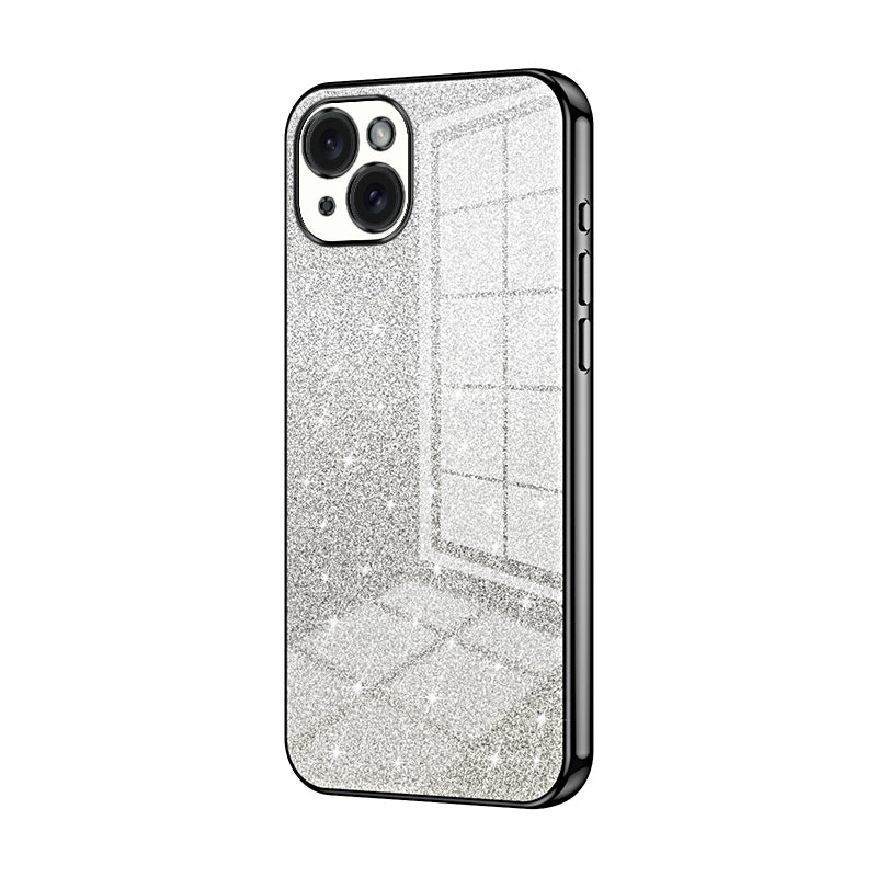 iPhone 15 Plus Glitter Powder Electroplated Gradient Phone Case – Fashionable & Luxurious with Anti-Fingerprint Coating, Shock-Absorption, and Lens Protection