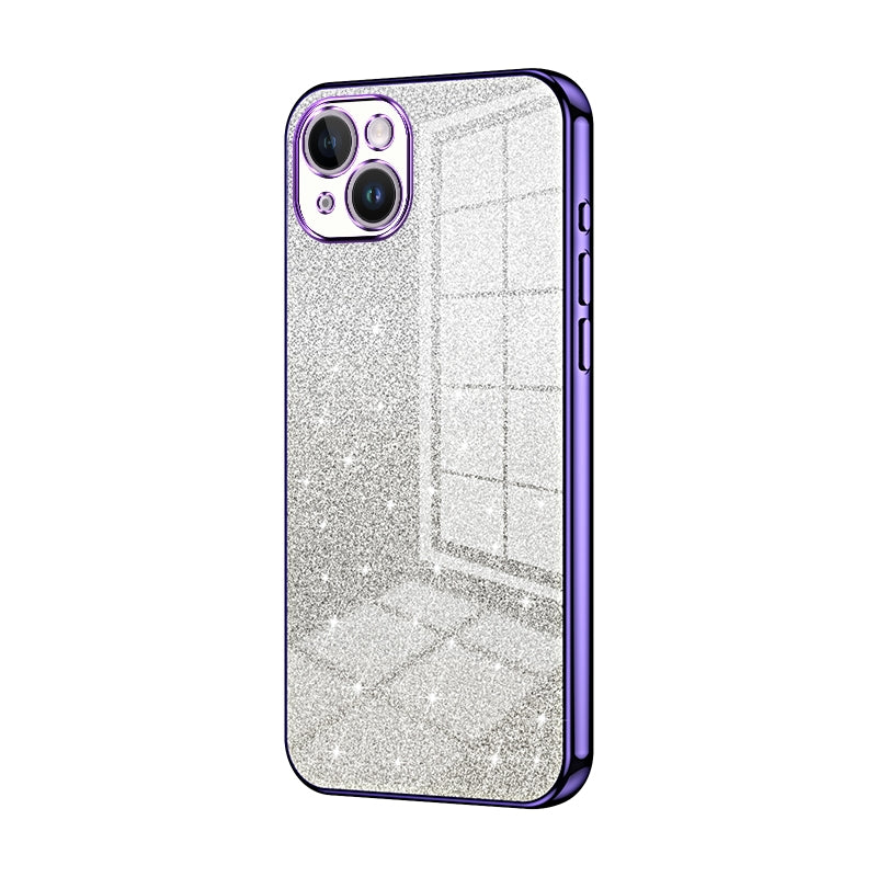 iPhone 14 Plus Glitter Powder Electroplated Gradient Phone Case – Fashionable & Luxurious with Anti-Fingerprint Coating, Shock-Absorption, and Lens Protection