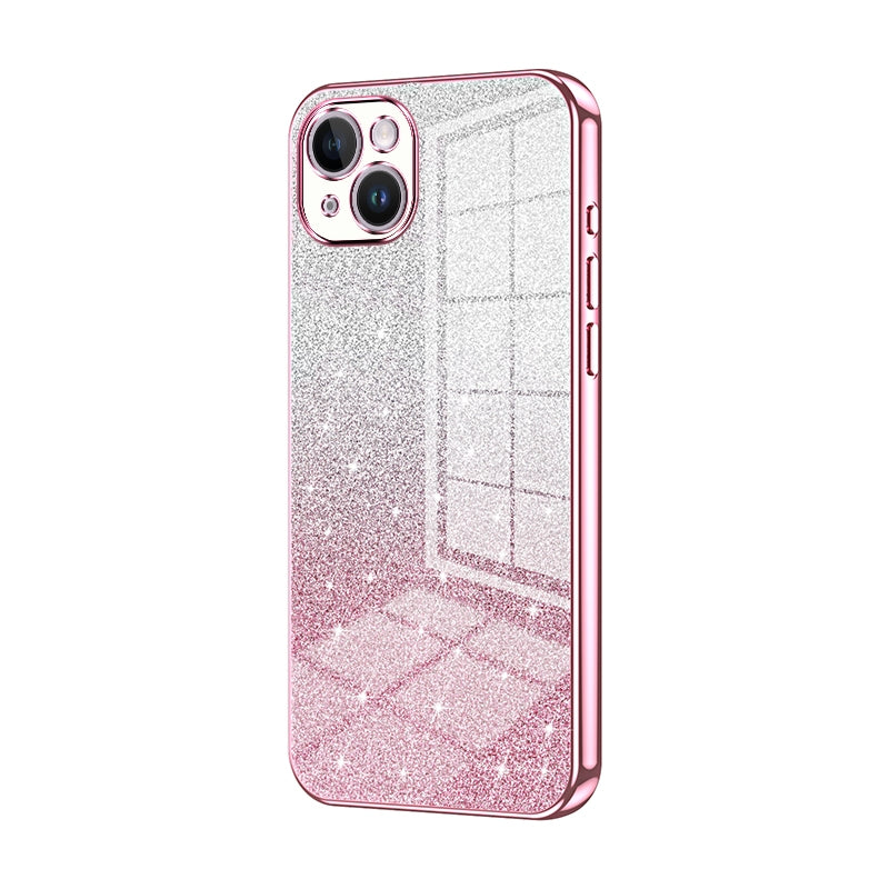 iPhone 14 Plus Glitter Powder Electroplated Gradient Phone Case – Fashionable & Luxurious with Anti-Fingerprint Coating, Shock-Absorption, and Lens Protection