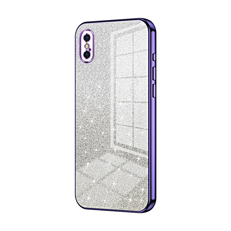 iPhone X Glitter Powder Electroplated Gradient Phone Case – Fashionable & Luxurious with Anti-Fingerprint Coating, Shock-Absorption, and Lens Protection