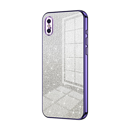 iPhone XS Glitter Powder Electroplated Gradient Phone Case – Fashionable & Luxurious with Anti-Fingerprint Coating, Shock-Absorption, and Lens Protection