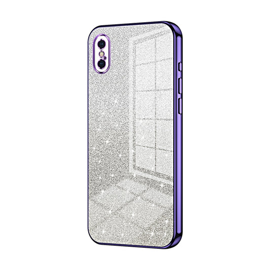 iPhone XS Glitter Powder Electroplated Gradient Phone Case – Fashionable & Luxurious with Anti-Fingerprint Coating, Shock-Absorption, and Lens Protection