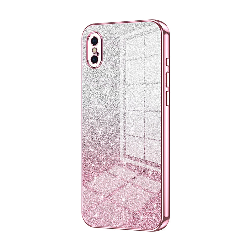 iPhone XS Glitter Powder Electroplated Gradient Phone Case – Fashionable & Luxurious with Anti-Fingerprint Coating, Shock-Absorption, and Lens Protection