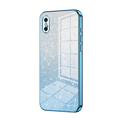 iPhone X Glitter Powder Electroplated Gradient Phone Case – Fashionable & Luxurious with Anti-Fingerprint Coating, Shock-Absorption, and Lens Protection