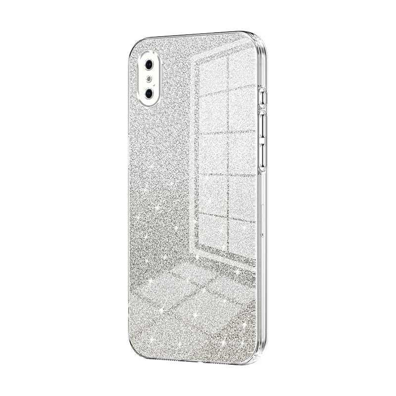 iPhone X Glitter Powder Electroplated Gradient Phone Case – Fashionable & Luxurious with Anti-Fingerprint Coating, Shock-Absorption, and Lens Protection