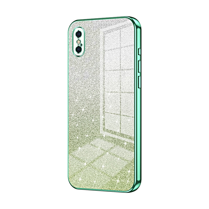 iPhone XS Glitter Powder Electroplated Gradient Phone Case – Fashionable & Luxurious with Anti-Fingerprint Coating, Shock-Absorption, and Lens Protection