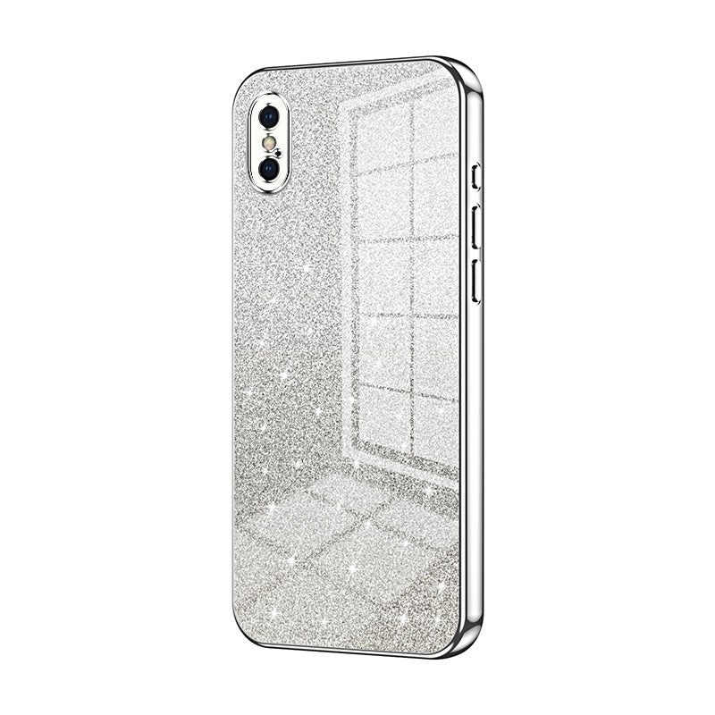 iPhone X Glitter Powder Electroplated Gradient Phone Case – Fashionable & Luxurious with Anti-Fingerprint Coating, Shock-Absorption, and Lens Protection