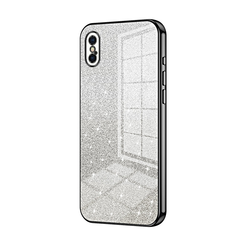 iPhone XS Glitter Powder Electroplated Gradient Phone Case – Fashionable & Luxurious with Anti-Fingerprint Coating, Shock-Absorption, and Lens Protection