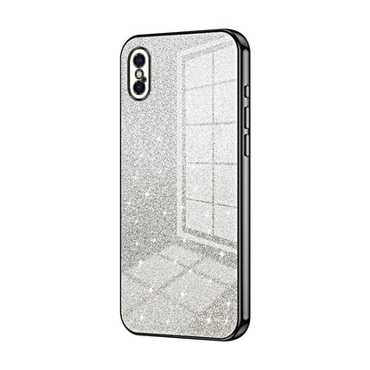 iPhone XS Glitter Powder Electroplated Gradient Phone Case – Fashionable & Luxurious with Anti-Fingerprint Coating, Shock-Absorption, and Lens Protection