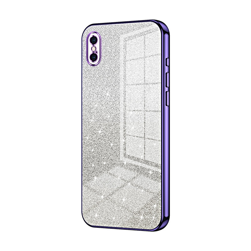 iPhone XS Max Glitter Powder Electroplated Gradient Phone Case – Fashionable & Luxurious with Anti-Fingerprint Coating, Shock-Absorption, and Lens Protection