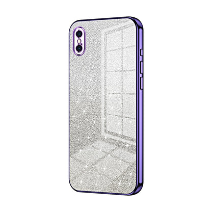 iPhone XS Max Glitter Powder Electroplated Gradient Phone Case – Fashionable & Luxurious with Anti-Fingerprint Coating, Shock-Absorption, and Lens Protection