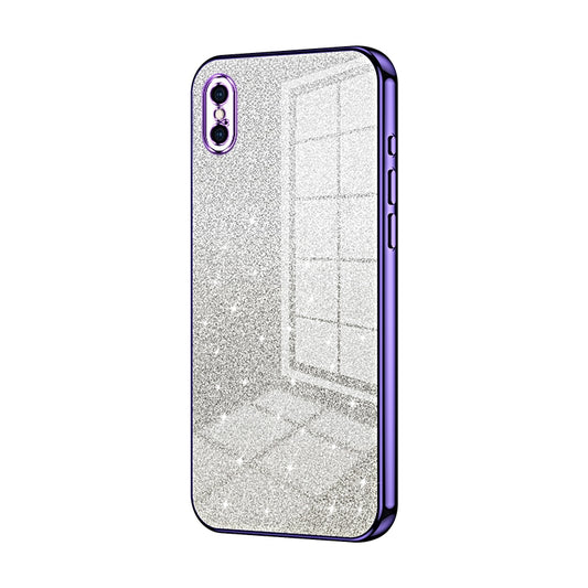 iPhone XS Max Glitter Powder Electroplated Gradient Phone Case – Fashionable & Luxurious with Anti-Fingerprint Coating, Shock-Absorption, and Lens Protection
