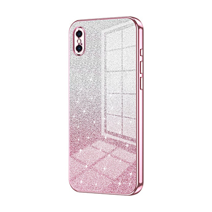 iPhone XS Max Glitter Powder Electroplated Gradient Phone Case – Fashionable & Luxurious with Anti-Fingerprint Coating, Shock-Absorption, and Lens Protection