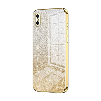 iPhone XS Max Glitter Powder Electroplated Gradient Phone Case – Fashionable & Luxurious with Anti-Fingerprint Coating, Shock-Absorption, and Lens Protection