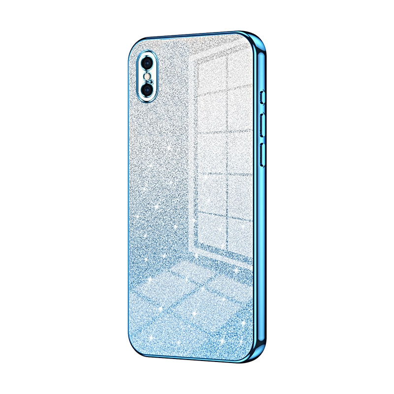 iPhone XS Max Glitter Powder Electroplated Gradient Phone Case – Fashionable & Luxurious with Anti-Fingerprint Coating, Shock-Absorption, and Lens Protection