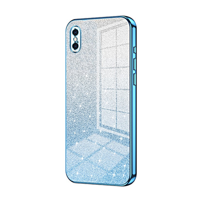 iPhone XS Max Glitter Powder Electroplated Gradient Phone Case – Fashionable & Luxurious with Anti-Fingerprint Coating, Shock-Absorption, and Lens Protection