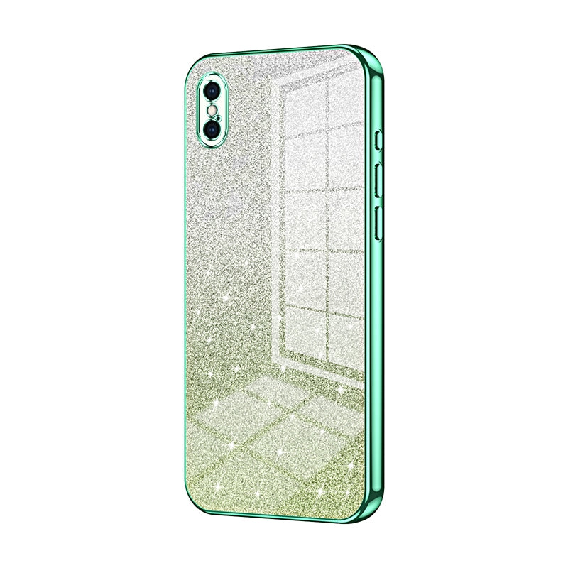 iPhone XS Max Glitter Powder Electroplated Gradient Phone Case – Fashionable & Luxurious with Anti-Fingerprint Coating, Shock-Absorption, and Lens Protection