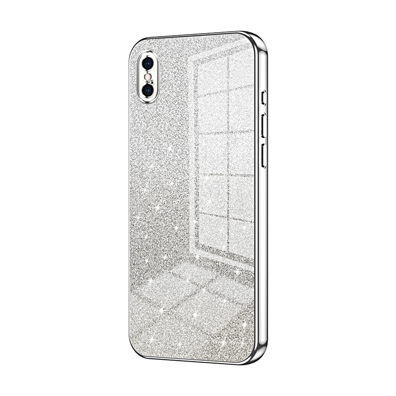 iPhone XS Max Glitter Powder Electroplated Gradient Phone Case – Fashionable & Luxurious with Anti-Fingerprint Coating, Shock-Absorption, and Lens Protection