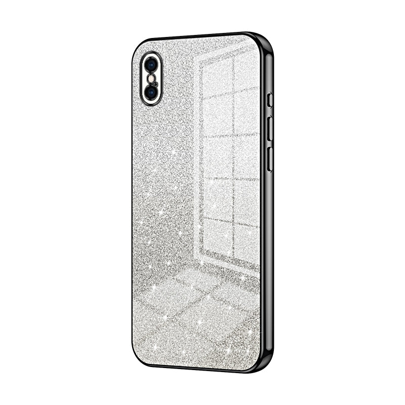 iPhone XS Max Glitter Powder Electroplated Gradient Phone Case – Fashionable & Luxurious with Anti-Fingerprint Coating, Shock-Absorption, and Lens Protection