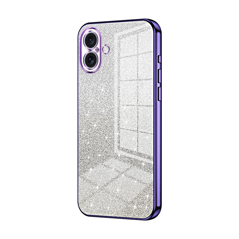 iPhone 16 Plus Glitter Powder Electroplated Gradient Phone Case – Fashionable & Luxurious with Anti-Fingerprint Coating, Shock-Absorption, and Lens Protection