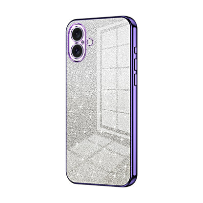 iPhone 16 Plus Glitter Powder Electroplated Gradient Phone Case – Fashionable & Luxurious with Anti-Fingerprint Coating, Shock-Absorption, and Lens Protection