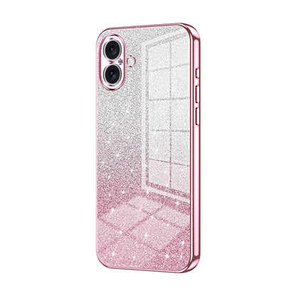 iPhone 16 Plus Glitter Powder Electroplated Gradient Phone Case – Fashionable & Luxurious with Anti-Fingerprint Coating, Shock-Absorption, and Lens Protection