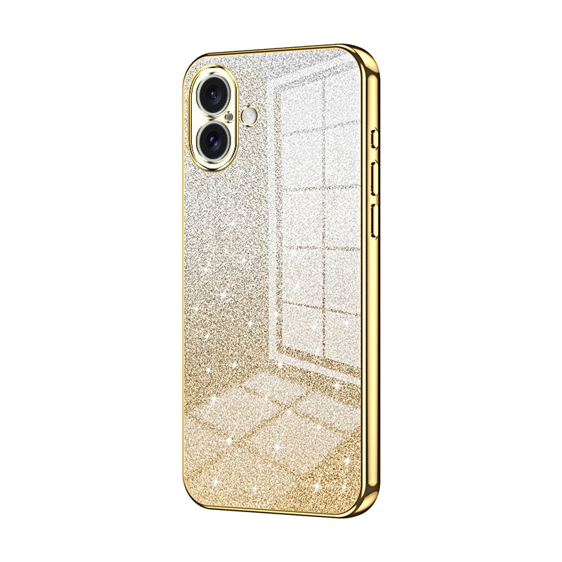 iPhone 16 Plus Glitter Powder Electroplated Gradient Phone Case – Fashionable & Luxurious with Anti-Fingerprint Coating, Shock-Absorption, and Lens Protection