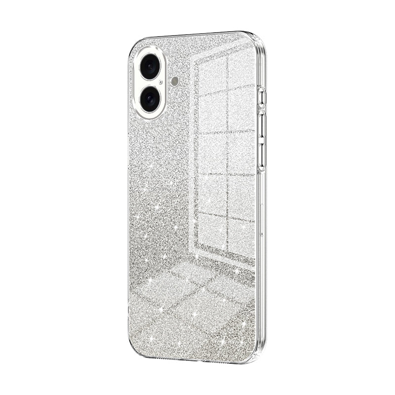 iPhone 16 Plus Glitter Powder Electroplated Gradient Phone Case – Fashionable & Luxurious with Anti-Fingerprint Coating, Shock-Absorption, and Lens Protection