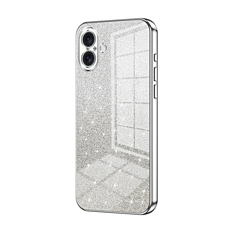 iPhone 16 Plus Glitter Powder Electroplated Gradient Phone Case – Fashionable & Luxurious with Anti-Fingerprint Coating, Shock-Absorption, and Lens Protection