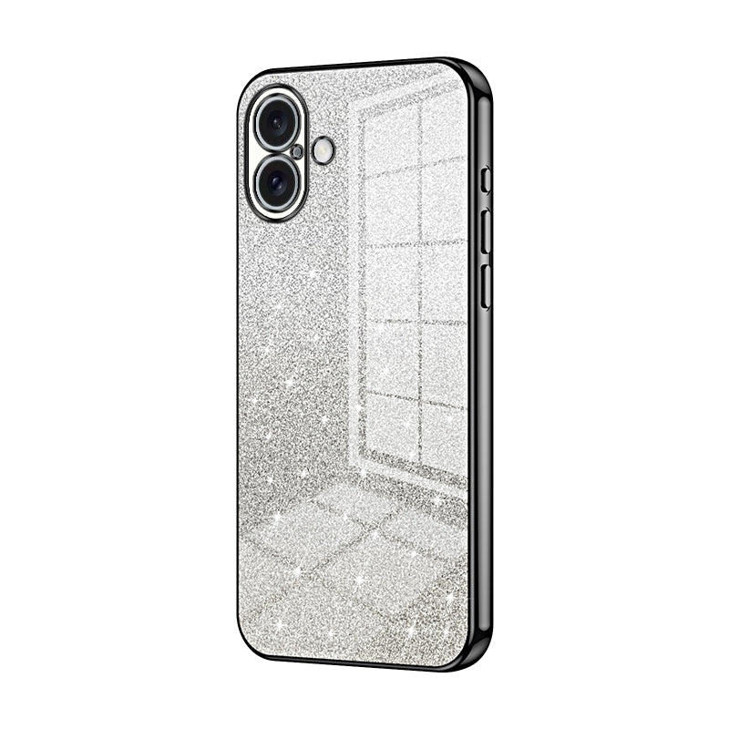 iPhone 16 Plus Glitter Powder Electroplated Gradient Phone Case – Fashionable & Luxurious with Anti-Fingerprint Coating, Shock-Absorption, and Lens Protection