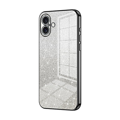 iPhone 16 Plus Glitter Powder Electroplated Gradient Phone Case – Fashionable & Luxurious with Anti-Fingerprint Coating, Shock-Absorption, and Lens Protection