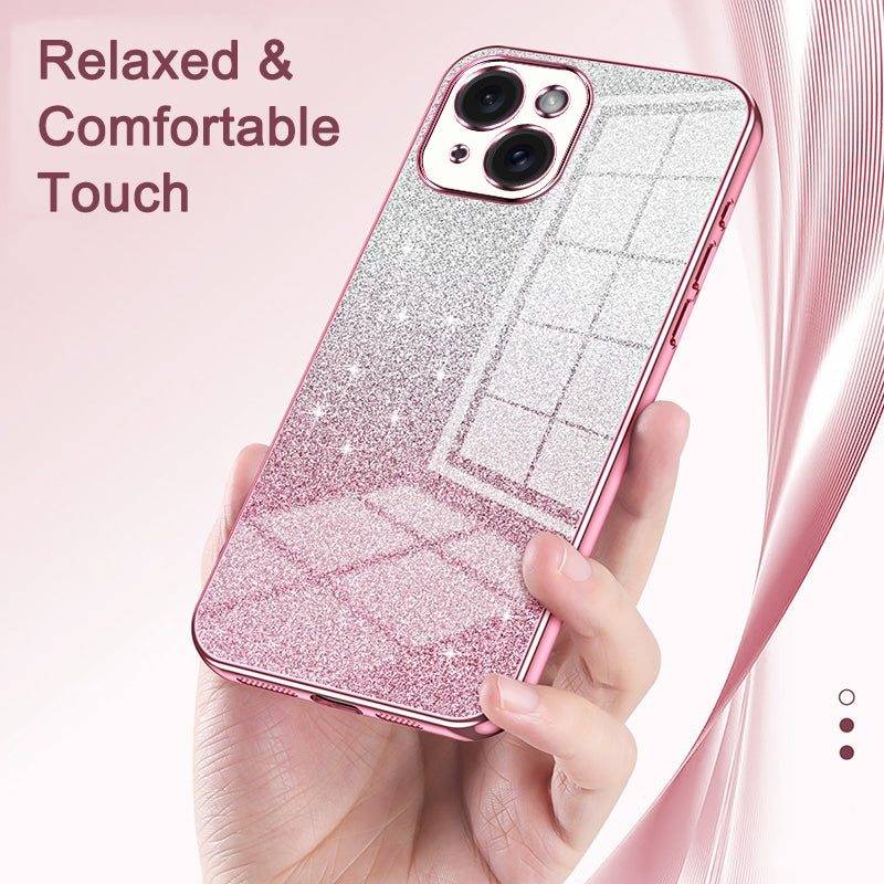iPhone 12 Glitter Powder Electroplated Gradient Phone Case – Fashionable & Luxurious with Anti-Fingerprint Coating, Shock-Absorption, and Lens Protection