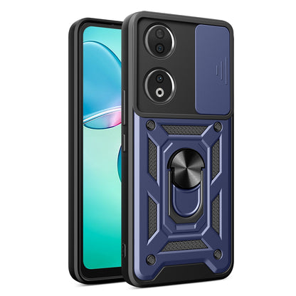 Honor 90 5G Sliding Camera Cover Magnetic Ring Stand Shockproof TPU + PC Protective Phone Case
