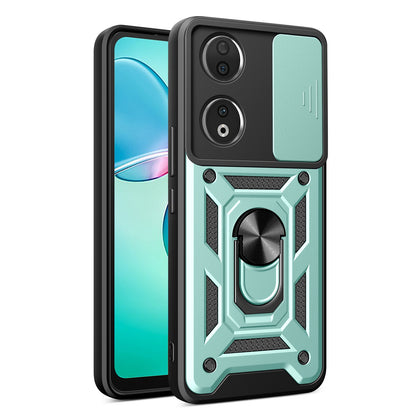 Honor 90 5G Sliding Camera Cover Magnetic Ring Stand Shockproof TPU + PC Protective Phone Case