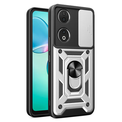 Honor 90 5G Sliding Camera Cover Magnetic Ring Stand Shockproof TPU + PC Protective Phone Case