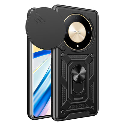 Honor X9b Sliding Camera Cover Magnetic Ring Stand Shockproof TPU + PC Protective Phone Case