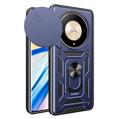 Honor X9b Sliding Camera Cover Magnetic Ring Stand Shockproof TPU + PC Protective Phone Case