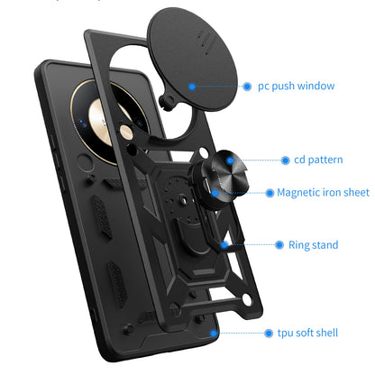 Honor X9b Sliding Camera Cover Magnetic Ring Stand Shockproof TPU + PC Protective Phone Case