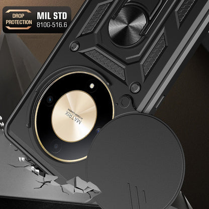 Honor X9b Sliding Camera Cover Magnetic Ring Stand Shockproof TPU + PC Protective Phone Case