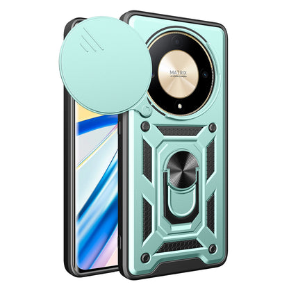 Honor X9b Sliding Camera Cover Magnetic Ring Stand Shockproof TPU + PC Protective Phone Case
