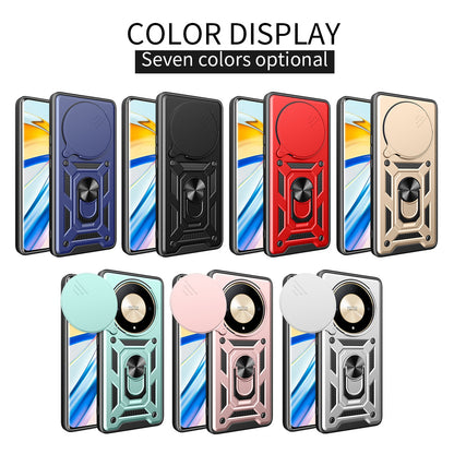 Honor X9b Sliding Camera Cover Magnetic Ring Stand Shockproof TPU + PC Protective Phone Case