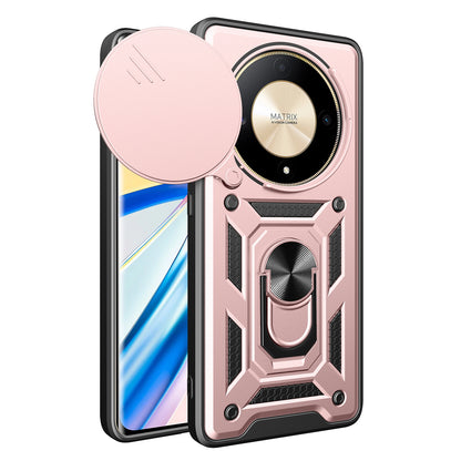 Honor X9b Sliding Camera Cover Magnetic Ring Stand Shockproof TPU + PC Protective Phone Case