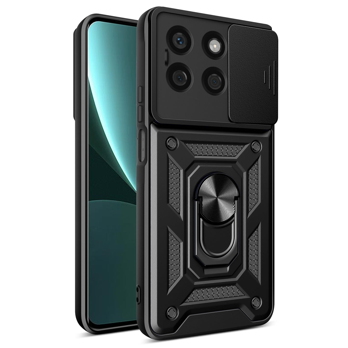 Honor X8b Sliding Camera Cover Magnetic Ring Stand Shockproof TPU + PC Protective Phone Case