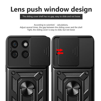 Honor X8b Sliding Camera Cover Magnetic Ring Stand Shockproof TPU + PC Protective Phone Case