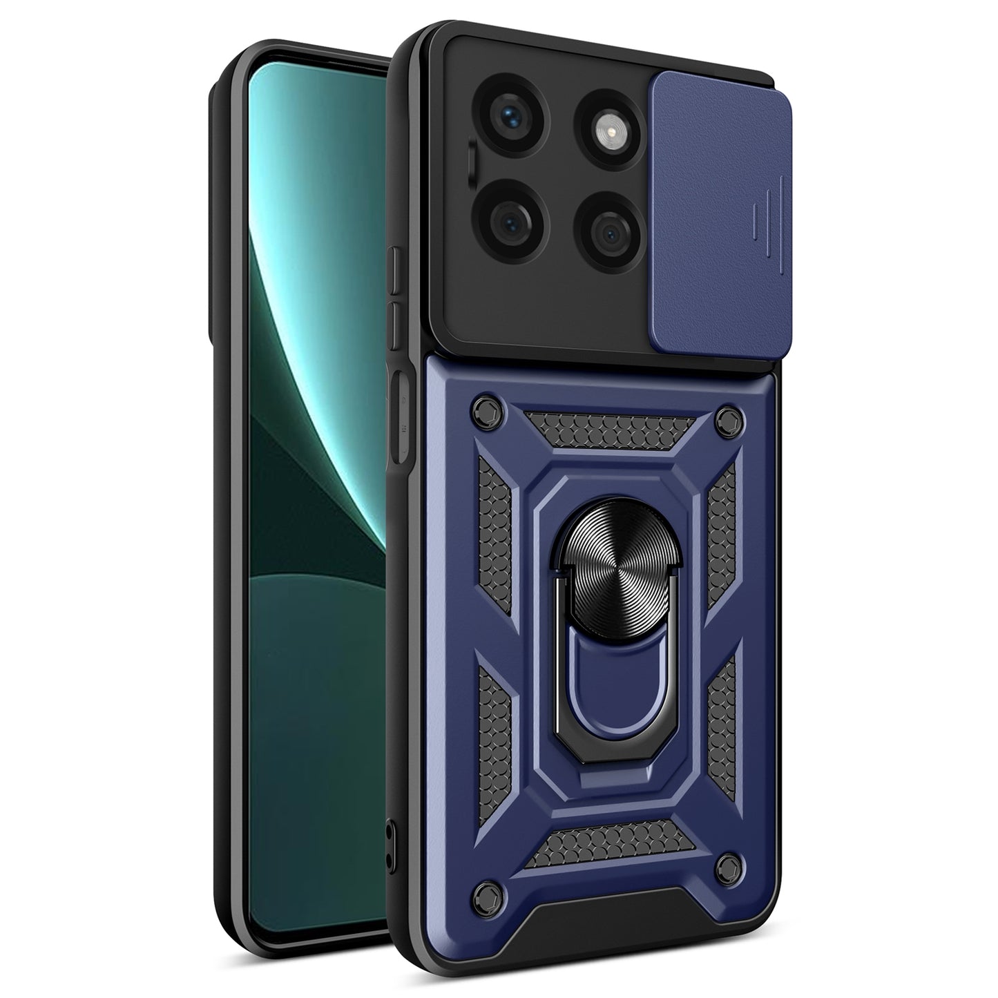 Honor X8b Sliding Camera Cover Magnetic Ring Stand Shockproof TPU + PC Protective Phone Case