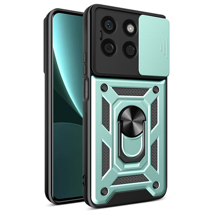 Honor X8b Sliding Camera Cover Magnetic Ring Stand Shockproof TPU + PC Protective Phone Case